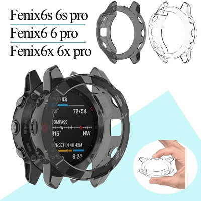 Seadmele Garmin Fenix 6 Pro 6S 6X Pro Soft Crystal Clear TPU Protector Case Cover raam Nutika kella tarvikud Fenix6 Fenix6X Shell