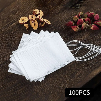 100 vnt. vienkartiniai arbatos maišeliai Neaustinio audinio arbatos užpiltuvas su „Heal Seal“ arbatos indų prieskonių arbatos filtro maišeliu Tušti arbatos maišeliai