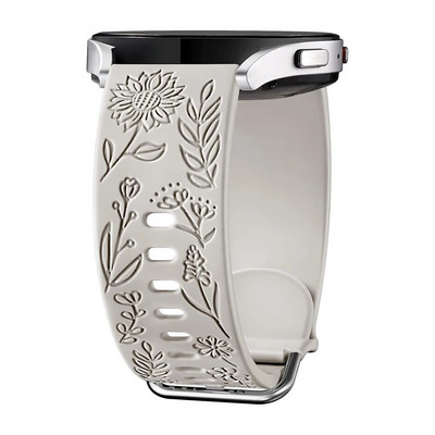 20 mm graviruotos saulėgrąžų juostos, skirtos „Samsung Galaxy Watch 5“ / „Watch 4“ / „Watch 6 40 mm“ 44 mm / „Galaxy Watch 5 Pro 45 mm / Galaxy Active 2“