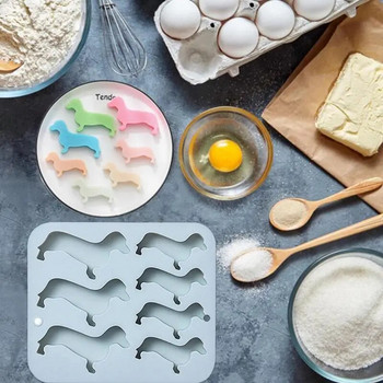 Тава за кубчета лед Силиконови тави Форми за кучета Форма за дакел Печене във формата на шоколад Candylidmini Jellypuppy Cream Maffin Maker Making