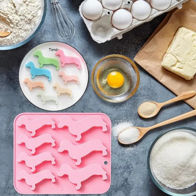Δίσκος για παγάκια Δίσκοι σιλικόνης Φόρμα για σκύλο Dachshund ψησίματος σε σχήμα σοκολάτας Candylidmini Jellypuppy Cream Muffin Making