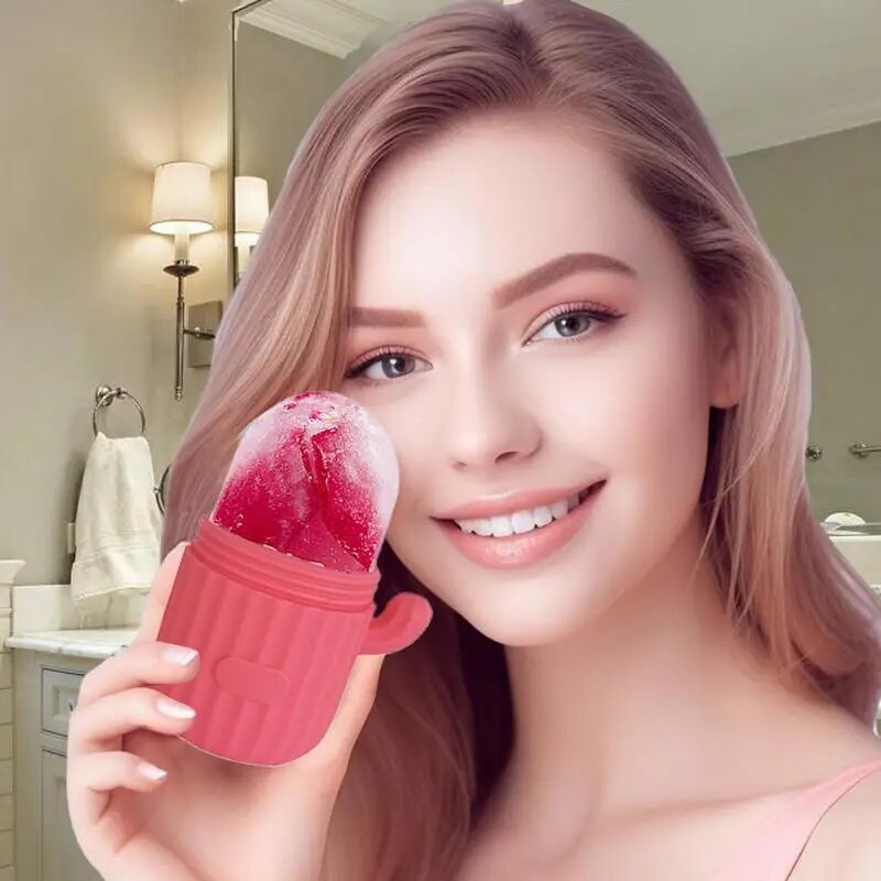 Sejas ledus kubiņu veidne Silikona saldējošs skaistums pietūkums sejas masētājs Mitrinoša mazgājama glazūra