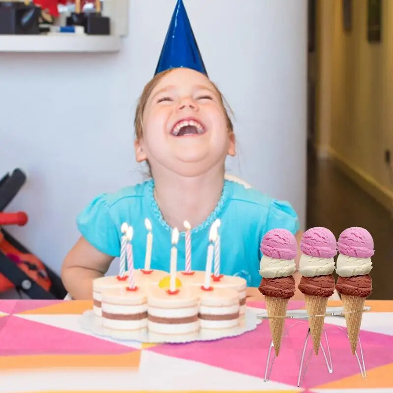 Akrilinis ledų laikiklis, skaidrus vaflinio kūgio laikiklis, skaidrus ledų kūgio laikiklio stovas, skirtas gimtadienio vestuvėms