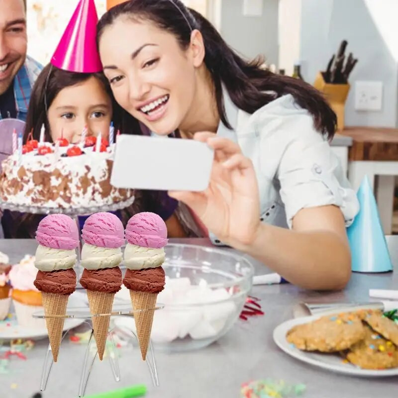 Akrilinis ledų laikiklis, skaidrus vaflinio kūgio laikiklis, skaidrus ledų kūgio laikiklio stovas, skirtas gimtadienio vestuvėms