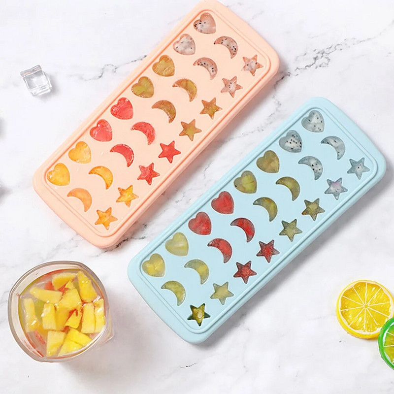 Silikoninis kubelių padėklas 24- Mėnulio žvaigždės formos šokolado formelių formelių kūrimas vaikų vakarėliams mėlynos spalvos.