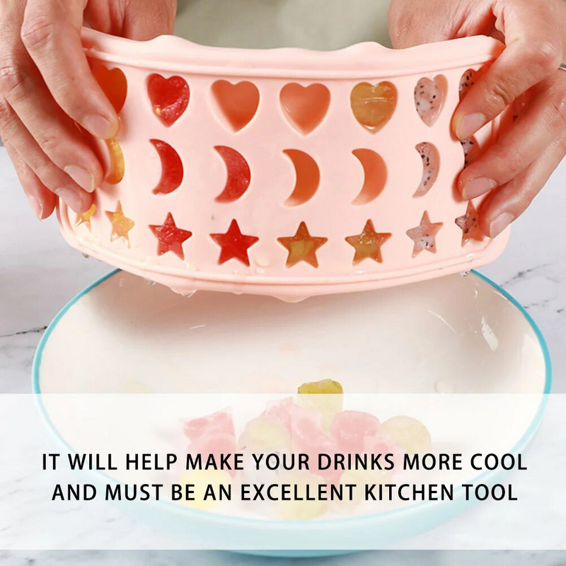 Silikoninis kubelių padėklas 24- Mėnulio žvaigždės formos šokolado formelių formelių kūrimas vaikų vakarėliams mėlynos spalvos.