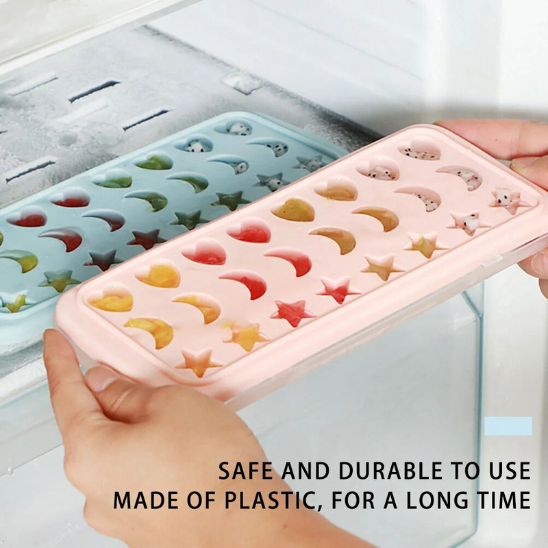 Silikoninis kubelių padėklas 24- Mėnulio žvaigždės formos šokolado formelių formelių kūrimas vaikų vakarėliams mėlynos spalvos.