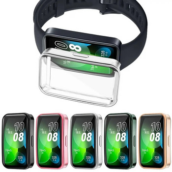 Επιμετάλλωση θήκη TPU για Huawei Band 8 Πλήρης κάλυψη Προστατευτικό οθόνης με κάλυμμα προφυλακτήρα για Αξεσουάρ Smart Watch Huawei Band 8 Μαύρο