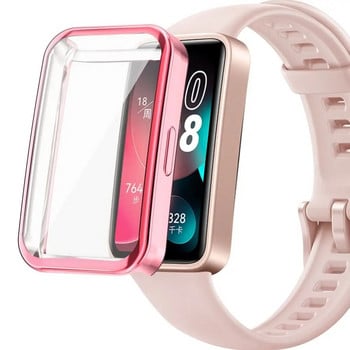 Покритие TPU калъф за Huawei Band 8 Full Coverage Screen Protector Cover Bumper за Huawei Band 8 Аксесоари за смарт часовник Черен