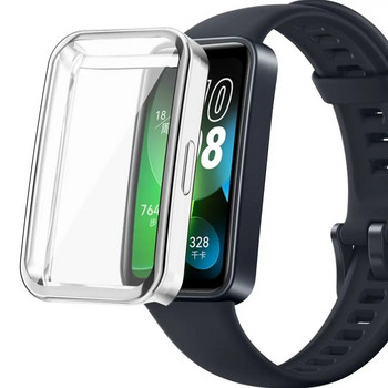 Επιμετάλλωση θήκη TPU για Huawei Band 8 Πλήρης κάλυψη Προστατευτικό οθόνης με κάλυμμα προφυλακτήρα για Αξεσουάρ Smart Watch Huawei Band 8 Μαύρο