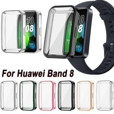 bevonatos TPU tok a Huawei Band 8 teljes lefedettségű képernyővédő fóliához, lökhárító a Huawei Band 8 okosóra tartozékaihoz fekete