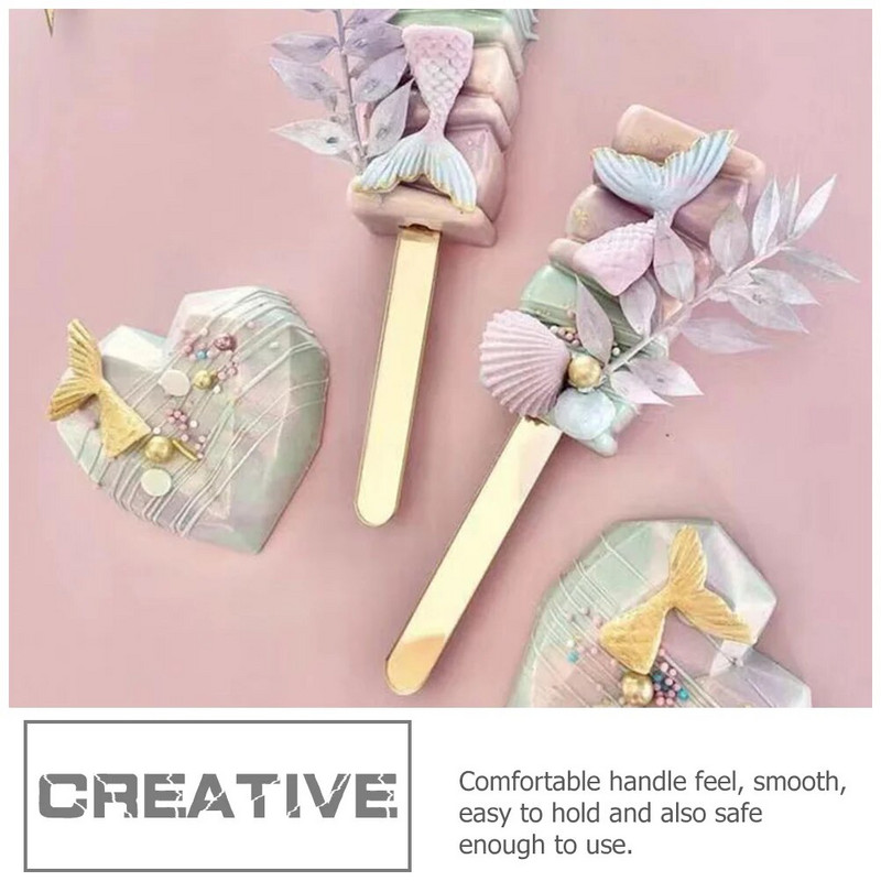 Akrilo popsicle lazdelės ledų lazdelės Daugkartinio naudojimo tortų lazdelės auksinės veidrodinės ledų lazdelės Akrilo lazdelės namų pyragas