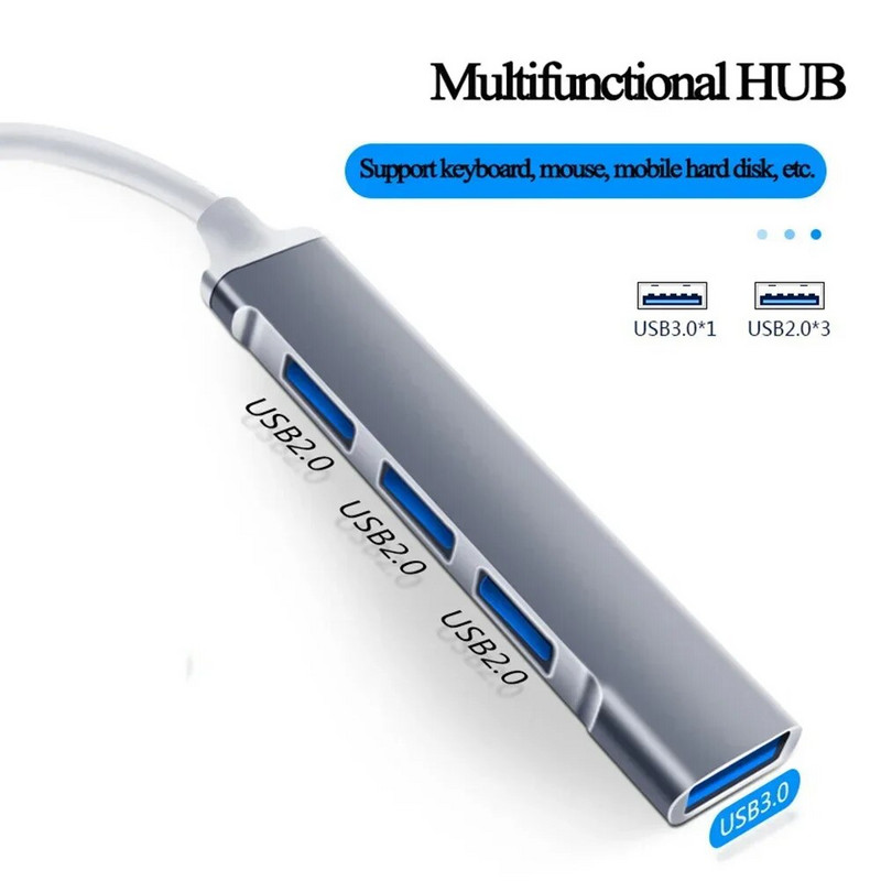 4 prievadas 2 viename USB 3.0 HUB tipo c skirstytuvo plėtiklis USB 2.0 3.0 didelės spartos perdavimo kelių prievadų OTG, skirtas asmeniniam kompiuteriui