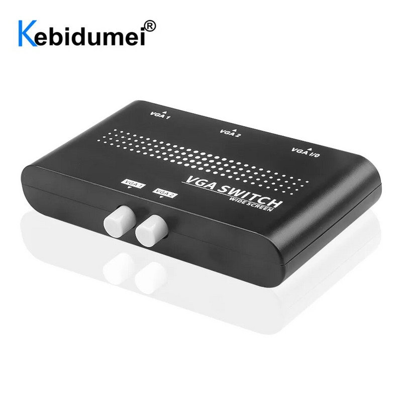 2 prievadų VGA perjungiklis kompiuterio monitorius 2 būdai VGA vaizdo skirstytuvo jungiklis adapteris keitiklis televizoriaus dėžutė, skirta kompiuterio monitoriaus priedai