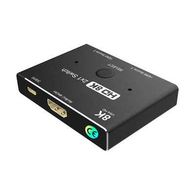 Su HDMI suderinamas jungiklis 2 viename iš 3 prievadų KVM adapteris 8K@60Hz 4K@120Hz 2x1 HD garso ir vaizdo jungiklis, skirtas PS5 PS4 Xbox projektoriams