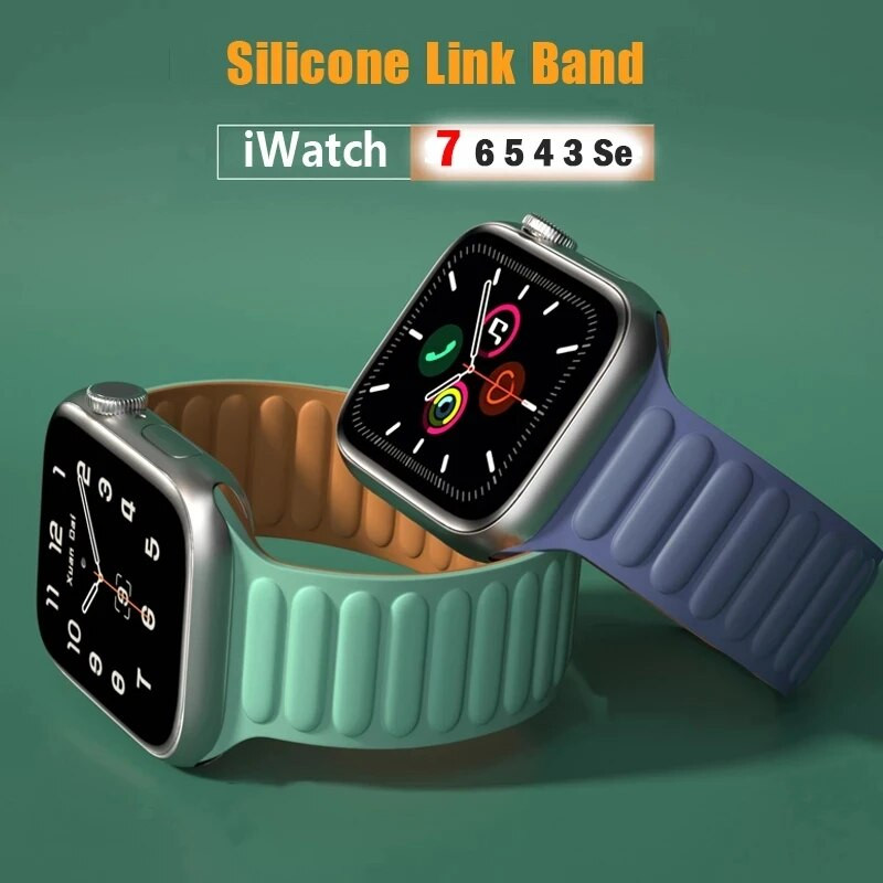 Magnetic For Apple Watch Ultra 49mm Band 41mm 45mm 40mm 44mm 38/42mm Silicone Link Bracelet iWatch Series 8 7 6 SE 5 4 3 Strap