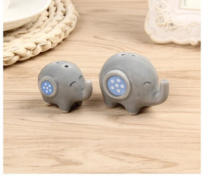 Keraminė dramblio druskos ir pipirų plaktuvė animacinių filmų prieskonių talpykla Vestuvių vakarėliui padovanoti stalo gyvūnams papuošti prieskonių stiklainį