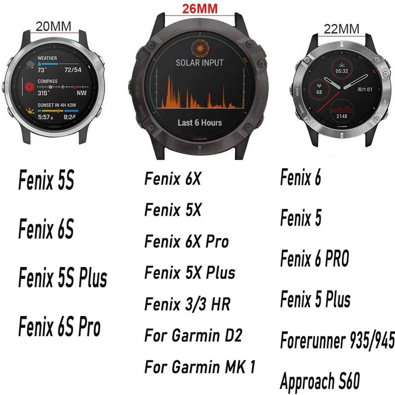 20 mm 22 mm 26 mm silikonas, skirtas Garmin Fenix 7 6 6Pro Fenix 5 5 Plus Forerunner 945 935 riešo dirželis greitai atsegamas apyrankės dirželis
