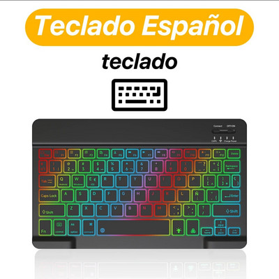 CASEPOKE háttérvilágítású billentyűzet és egér vezeték nélküli Bluetooth billentyűzet spanyol portugál orosz francia koreai nyelven iPad táblagéphez