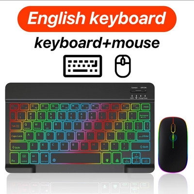 CASEPOKE háttérvilágítású billentyűzet és egér vezeték nélküli Bluetooth billentyűzet spanyol portugál orosz francia koreai nyelven iPad táblagéphez