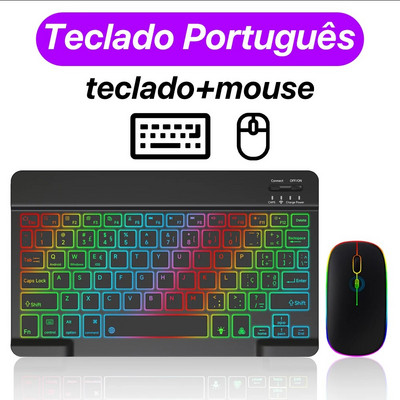 CASEPOKE háttérvilágítású billentyűzet és egér vezeték nélküli Bluetooth billentyűzet spanyol portugál orosz francia koreai nyelven iPad táblagéphez