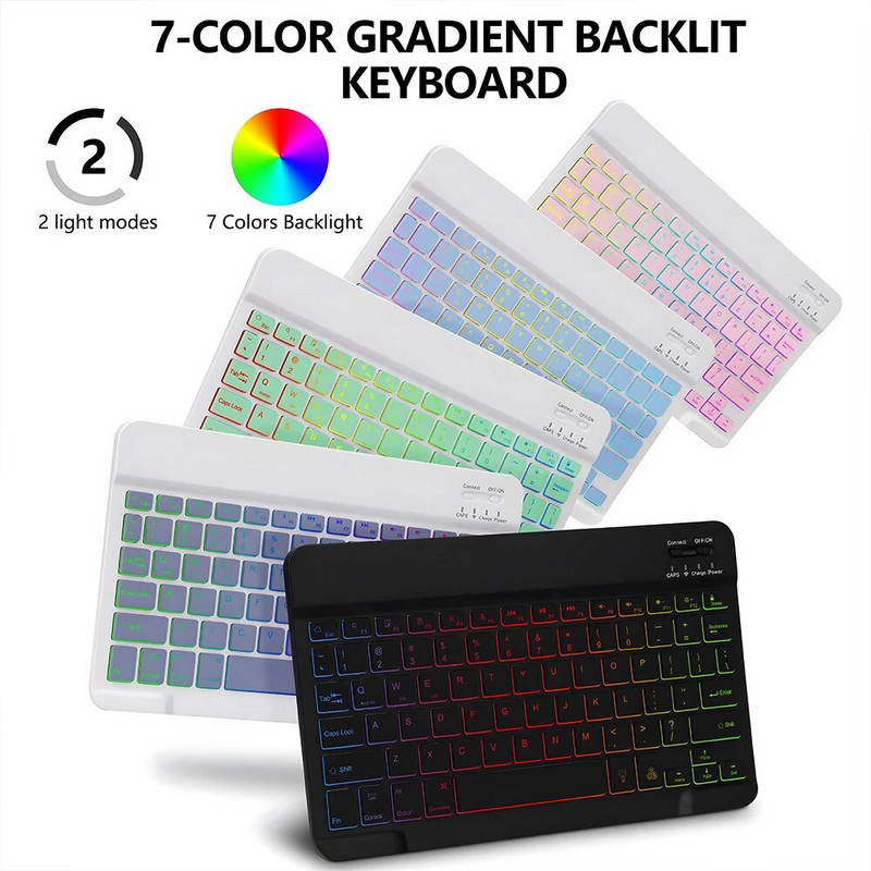 CASEPOKE háttérvilágítású billentyűzet és egér vezeték nélküli Bluetooth billentyűzet spanyol portugál orosz francia koreai nyelven iPad táblagéphez