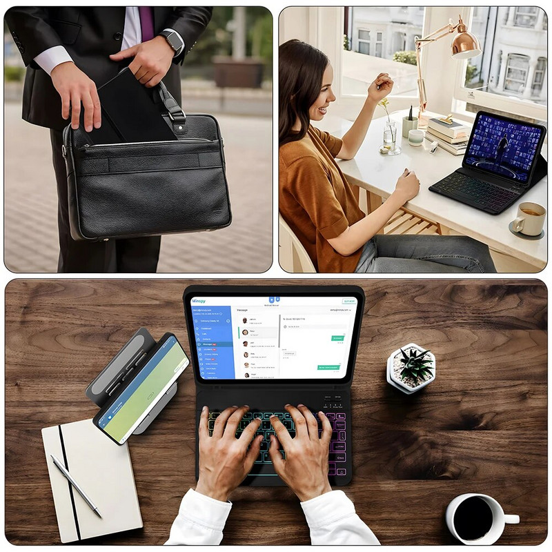 CASEPOKE háttérvilágítású billentyűzet és egér vezeték nélküli Bluetooth billentyűzet spanyol portugál orosz francia koreai nyelven iPad táblagéphez