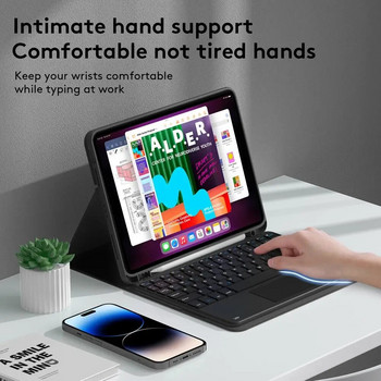 Съвместима с Bluetooth клавиатура със защитен кожен калъф, комплект съвместим за Ipad Pro11 Air5 10,9 инча 11 инча