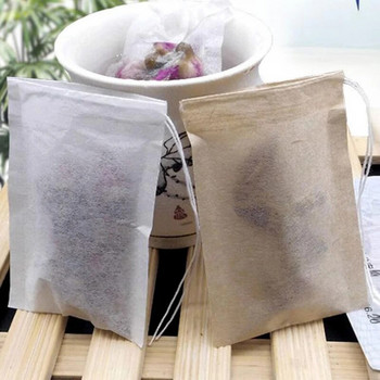 100 бр. Филтърни торбички за чай за еднократна употреба за инфузер за чай с струна Heal Seal Филтри за подправки от хранителен нетъкан текстил