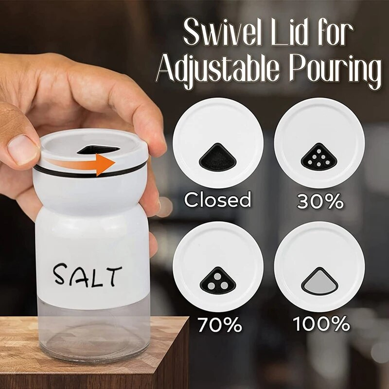 Sodybos druskos ir pipirų plaktuvų rinkinys su reguliuojamais dangteliais, modernus namų virtuvės dekoras, mielas plaktuvų rinkinys