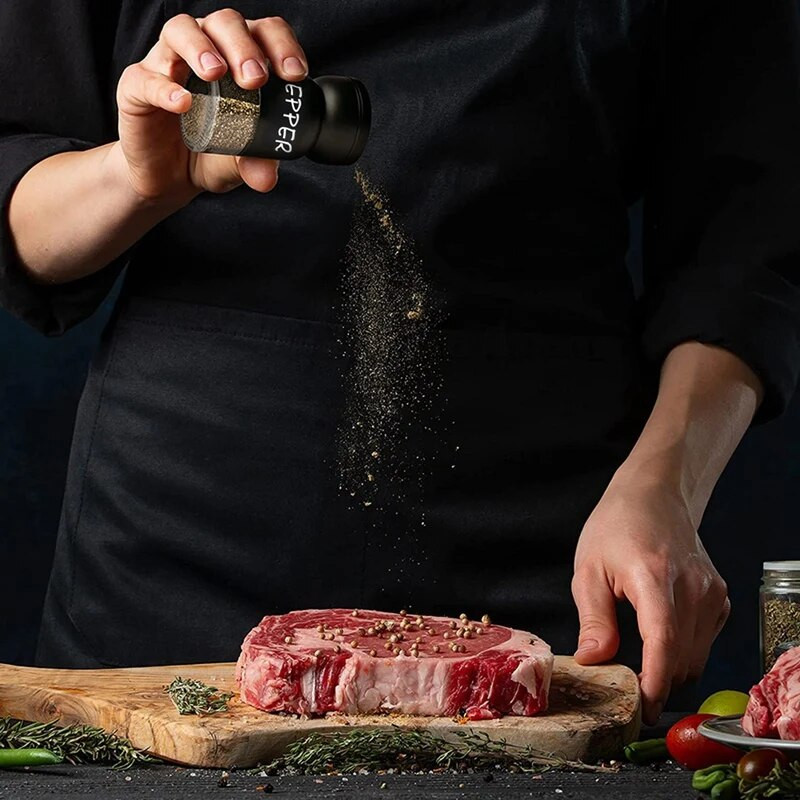 Sodybos druskos ir pipirų plaktuvų rinkinys su reguliuojamais dangteliais, modernus namų virtuvės dekoras, mielas plaktuvų rinkinys