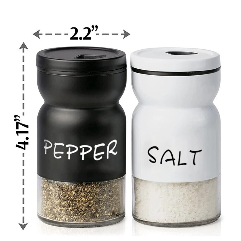 Sodybos druskos ir pipirų plaktuvų rinkinys su reguliuojamais dangteliais, modernus namų virtuvės dekoras, mielas plaktuvų rinkinys