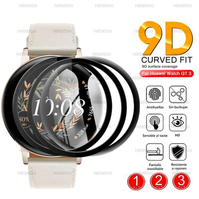 1-3PCS 9D извито защитно стъкло от меко влакно за Huawei Hauwei Watch GT3 GT 3 42MM 46MM Смарт часовник Протектори за екрана на филмов капак