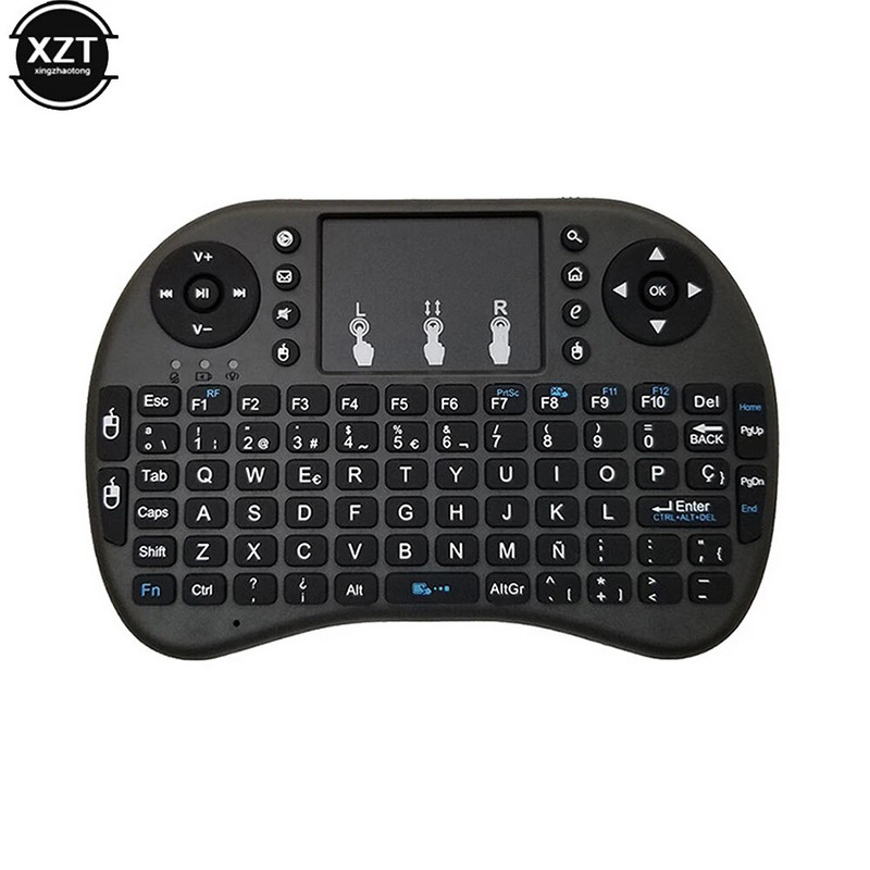 XZT i8 Spanish Backlight Mini belaidė klaviatūra 2,4 GHz oro pelė apšviesta jutiklinė kilimėlis, skirtas Android TV BOX Spain