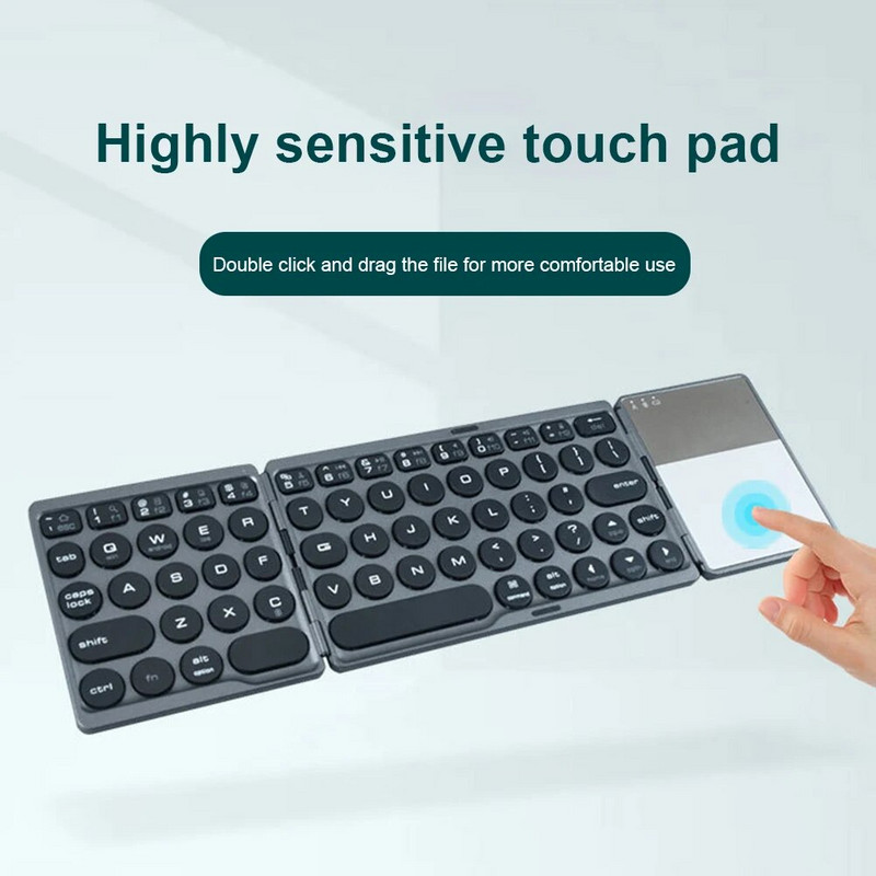 Su Bluetooth suderinama sulankstoma klaviatūra, apvali klaviatūra, nešiojama mini belaidė klaviatūra 64 klavišų sulankstoma klaviatūra, skirta planšetiniam nešiojamajam kompiuteriui