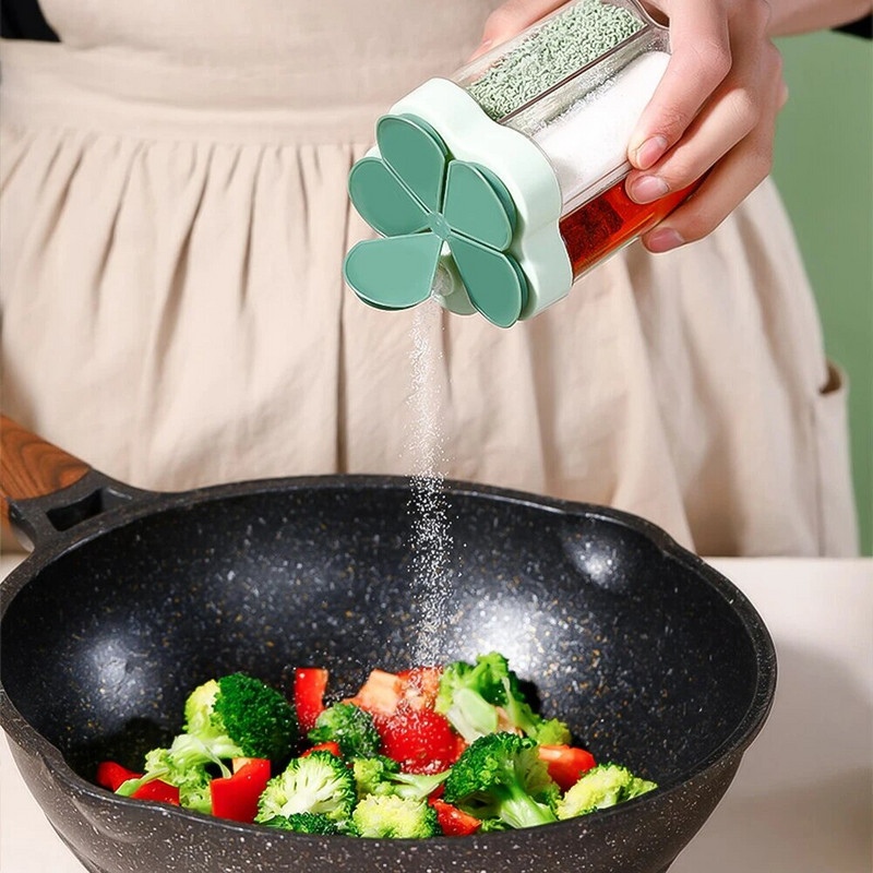 Prieskonių stiklainis plastikinis indelis prieskonių buteliukas Prieskonių organizatorius lauko stovyklavietės prieskonių indelis virtuvės prietaisų rinkiniai