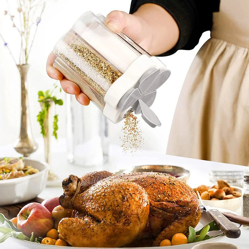 Prieskonių stiklainis plastikinis indelis prieskonių buteliukas Prieskonių organizatorius lauko stovyklavietės prieskonių indelis virtuvės prietaisų rinkiniai