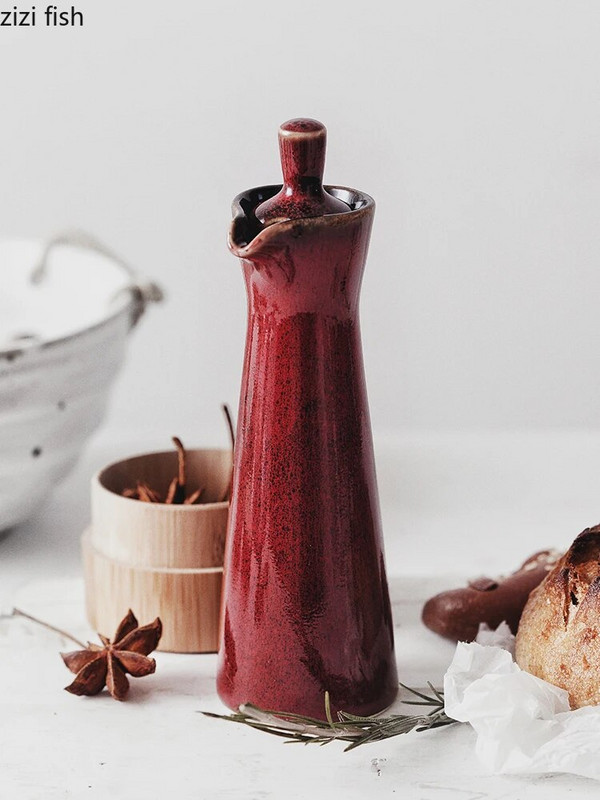 Keraminiai prieskonių stiklainiai Aliejaus prieskonių stiklainis prieskonių įrankis Druskos plaktuvas Creative Home Virtuvė Retro alyvuogių aliejaus buteliai Prieskonių indeliai