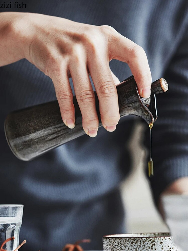 Keraminiai prieskonių stiklainiai Aliejaus prieskonių stiklainis prieskonių įrankis Druskos plaktuvas Creative Home Virtuvė Retro alyvuogių aliejaus buteliai Prieskonių indeliai