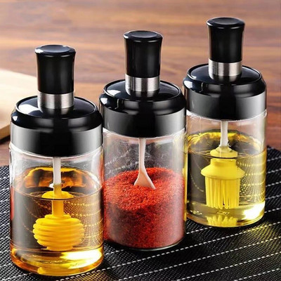 Sticle de condiment din sticlă de 250 ml Recipiente de condimente Recipiente de linguri Perie de ulei Dispenser de miere Depozitare alimente Accesorii de bucătărie