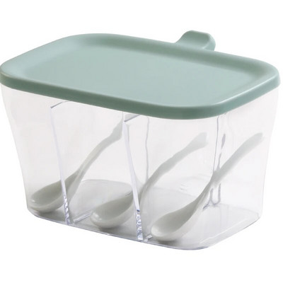 Prieskonių stiklainių prieskonių dėžutė Prieskonių laikymo dėžutė prieskoniams Cukraus Druskos Prieskonių Indelis Virtuvės laikymo indas su šaukštu 3 skyrelių