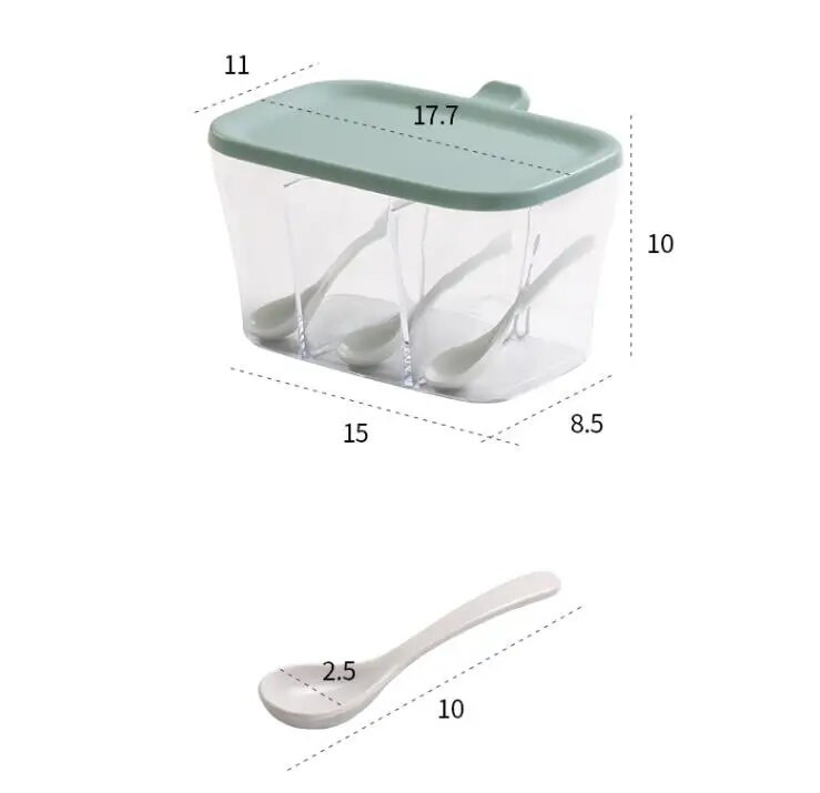 Prieskonių stiklainių prieskonių dėžutė Prieskonių laikymo dėžutė prieskoniams Cukraus Druskos Prieskonių Indelis Virtuvės laikymo indas su šaukštu 3 skyrelių