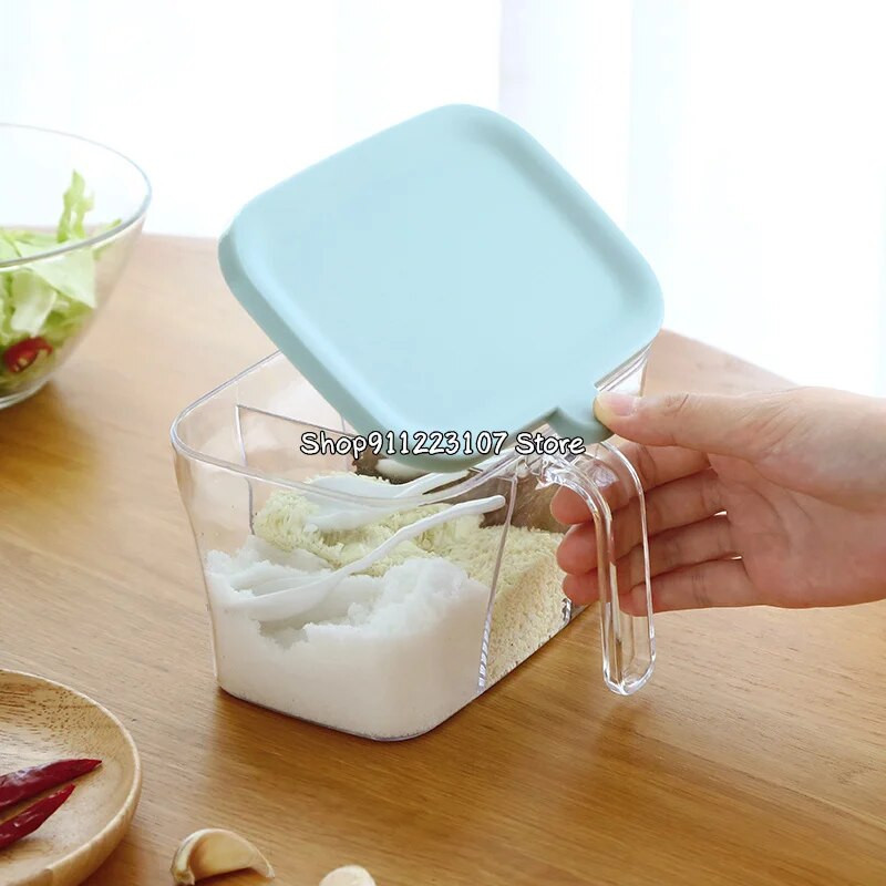 Prieskonių stiklainių prieskonių dėžutė Prieskonių laikymo dėžutė prieskoniams Cukraus Druskos Prieskonių Indelis Virtuvės laikymo indas su šaukštu 3 skyrelių