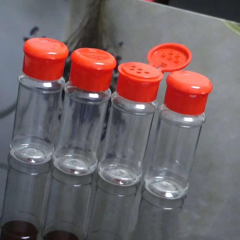 3 vnt. plastikiniai prieskonių druskos pipirų plaktuvai prieskonių indelis Nešiojami stovyklavietės kepsninės prieskoniai acto buteliukas virtuvės kruopos 100 ml