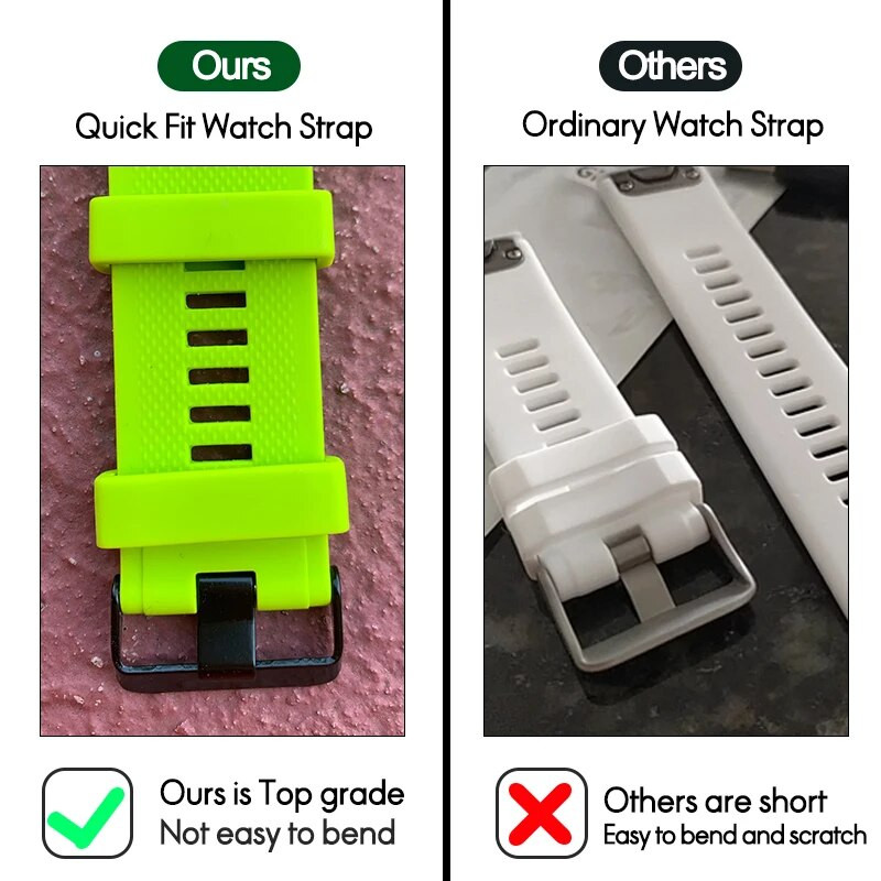 Greitai atsegamas dirželis, skirtas Garmin Fenix 3 5 5X 5S Plus 6 6X 6S Pro 7 7S 7X 935 Greitai pritvirtinamas laikrodžio 26 22 mm 20 mm silikoninės juostos apyrankė