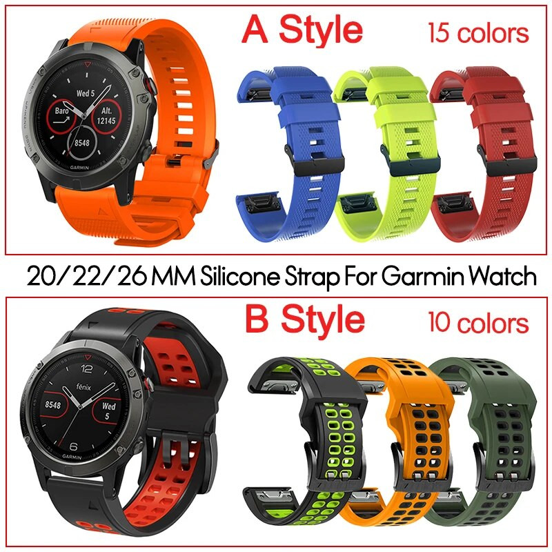 Greitai atsegamas dirželis, skirtas Garmin Fenix 3 5 5X 5S Plus 6 6X 6S Pro 7 7S 7X 935 Greitai pritvirtinamas laikrodžio 26 22 mm 20 mm silikoninės juostos apyrankė