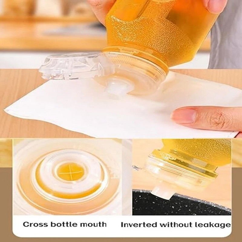 500 ml išspaudžiamas prieskonių buteliukas, rėkiantis aliejaus kontrolės butelis Aukštos temperatūros aliejui atsparus sojų daugiafunkcis padažas, aliejaus butelis