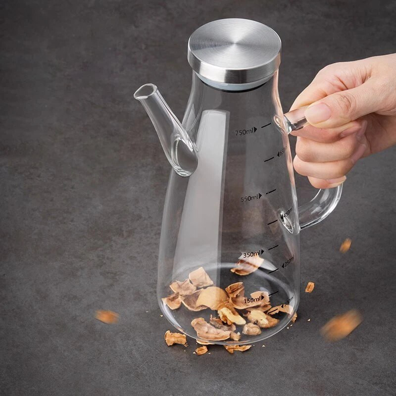 GIANXI skaidrus aliejaus butelis, didelio borosilikatinio stiklo aliejaus puodas, didelės talpos, nepralaidus sojų acto bakelis, virtuvės įrankiai