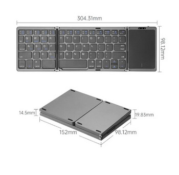 B089T Πτυσσόμενο ασύρματο πληκτρολόγιο με επιφάνεια αφής Πτυσσόμενο πληκτρολόγιο Bluetooth για IOS Android Windows Tablet ipad
