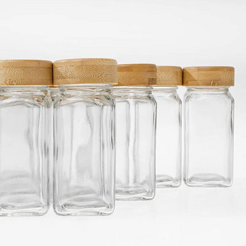 Квадратен буркан за подправки със стикер, стъклени бутилки за съхранение на подправки, кутия с контейнер за подправки за барбекю, 2 бр./партида
